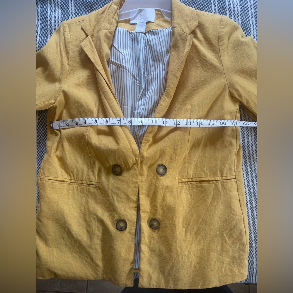 Halston Heritage Mustard Double-Breasted Blazer